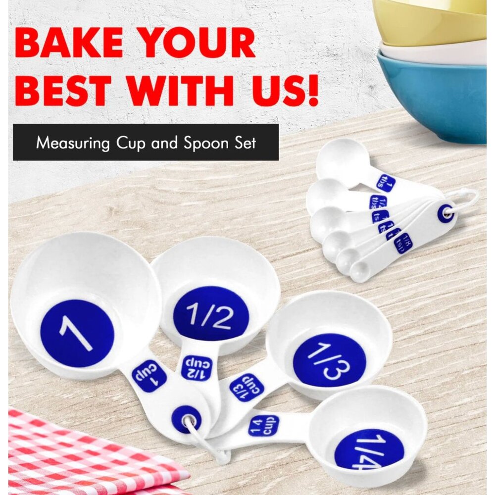 Large Print Measuring Cup Set 10pc Bright White Easy Read Kitchen Baking - Picture 4 of 4